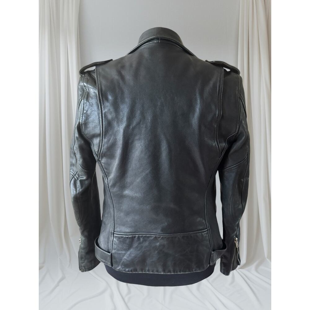 Men's Vintage High-Quality Black Leather Motorcycle Jacket, S - Picture 2 of 14